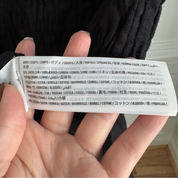 Abercrombie & Fitch Black Smocked Waist Linen Cotton Maxi Skirt Small - Picture 5 of 5